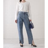 センタースリット入りストレートデニムパンツ 女性 レディース | レースレディース  | 詳細画像13 