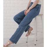 ハイウエストアシンメトリーセミワイドデニムパンツ 女性 レディース | レースレディース  | 詳細画像10 