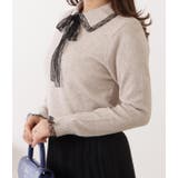 レースリボン襟付きニットトップス 女性 レディース | レースレディース  | 詳細画像7 