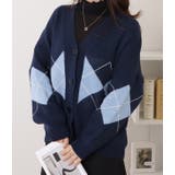 アーガイル柄Vネックゆるニットカーディガン 女性 レディース | レースレディース  | 詳細画像11 