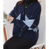 アーガイル柄Vネックゆるニットカーディガン 女性 レディース | レースレディース  | 詳細画像13 