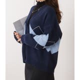 アーガイル柄Vネックゆるニットカーディガン 女性 レディース | レースレディース  | 詳細画像14 