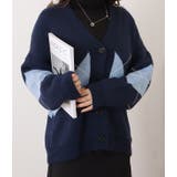 アーガイル柄Vネックゆるニットカーディガン 女性 レディース | レースレディース  | 詳細画像15 