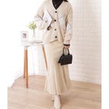 アーガイル柄Vネックゆるニットカーディガン 女性 レディース | レースレディース  | 詳細画像5 