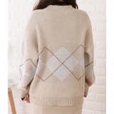 アーガイル柄Vネックゆるニットカーディガン 女性 レディース | レースレディース  | 詳細画像9 