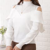 オフショル風カットアウトニットプルオーバー 女性 レディース | レースレディース  | 詳細画像1 