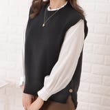 クルーネックサイドボタンニットベスト 女性 レディース | レースレディース  | 詳細画像1 