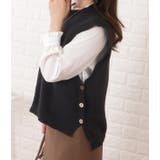 クルーネックサイドボタンニットベスト 女性 レディース | レースレディース  | 詳細画像5 