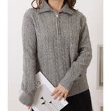 ケーブル柄ハーフジップニットプルオーバー 女性 レディース | レースレディース  | 詳細画像10 