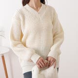 Vネックゆるニットローゲージプルオーバー 女性 レディース | レースレディース | 詳細画像1
