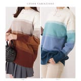 クルーネックグラデーションボーダーニットプルオーバー 女性 レディース | レースレディース  | 詳細画像2 