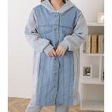 デニムドッキングフーデットスウェットコート 女性 レディース | レースレディース  | 詳細画像5 