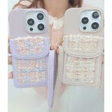 カラーツイードポケット付きレザー調iPhoneケース 女性 レディース | レースレディース  | 詳細画像10 