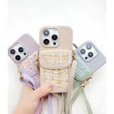 カラーツイードポケット付きレザー調iPhoneケース 女性 レディース | レースレディース  | 詳細画像17 