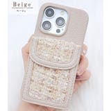 カラーツイードポケット付きレザー調iPhoneケース 女性 レディース | レースレディース  | 詳細画像2 