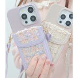 カラーツイードポケット付きレザー調iPhoneケース 女性 レディース | レースレディース  | 詳細画像9 