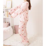 ピーチ柄フランネルストライプかぶりルームウエア 女性 レディース | レースレディース  | 詳細画像8 