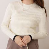 配色ラインプチハイネックリブニットプルオーバー 女性 レディース | レースレディース  | 詳細画像1 