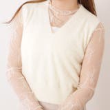 Vネックコンパクトシャギーニットベスト 女性 レディース | レースレディース | 詳細画像1