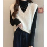 Vネックコンパクトシャギーニットベスト 女性 レディース | レースレディース | 詳細画像16