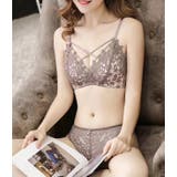 クロスストラップ総レースノンワイヤーブラ&ショーツセット 女性 レディース | レースレディース | 詳細画像11
