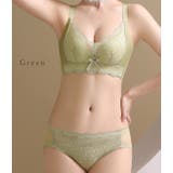 レース切替リボン付きノンワイヤーブラ&ショーツセット 女性 レディース | レースレディース  | 詳細画像13 