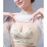 ボタニカル柄レース切替ノンワイヤーブラ&ショーツセット 女性 レディース | レースレディース | 詳細画像10