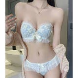 サテンリボン花柄フリルノンワイヤーブラ&ショーツセット 女性 レディース | レースレディース | 詳細画像13