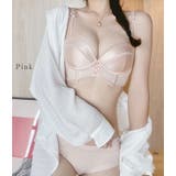 サテン調3連リボンノンワイヤー脇高ブラ&ショーツセット 女性 レディース | レースレディース | 詳細画像13