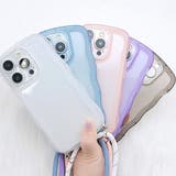 ストラップ付きクリアカラーウエーブシリコンiPhoneカバー 女性 レディース | レースレディース | 詳細画像1
