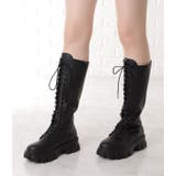 レザー調レースアップ厚底ミドルブーツ 女性 レディース | レースレディース  | 詳細画像4 