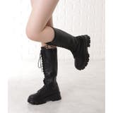 レザー調レースアップ厚底ミドルブーツ 女性 レディース | レースレディース  | 詳細画像6 