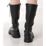 レザー調レースアップ厚底ミドルブーツ 女性 レディース | レースレディース  | 詳細画像8 