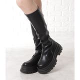 【ショート ロング】ボリュームソールベーシックレザー調ブーツ 女性 | レースレディース  | 詳細画像3 