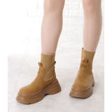 レザー調ドッキング厚底ショートブーツ 女性 レディース | レースレディース  | 詳細画像10 