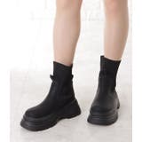 レザー調ドッキング厚底ショートブーツ 女性 レディース | レースレディース  | 詳細画像4 