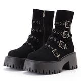 スエード調ベルト付きトラック厚底ショートブーツ 女性 レディース | レースレディース  | 詳細画像1 