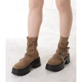 スエード調ベルト付きトラック厚底ショートブーツ 女性 レディース | レースレディース  | 詳細画像9 