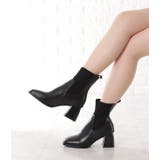 ニットドッキングレザー調チャンキーショートブーツ 女性 レディース | レースレディース | 詳細画像6