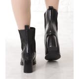 ニットドッキングレザー調チャンキーショートブーツ 女性 レディース | レースレディース | 詳細画像8