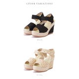 ラメストラップウエッジ厚底サンダル レディース オープントゥ | レースレディース  | 詳細画像2 