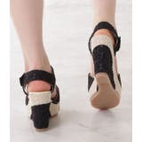 ラメストラップウエッジ厚底サンダル レディース オープントゥ | レースレディース  | 詳細画像6 