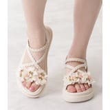 花モチーフ付き編みストラップサンダル 女性 レディース | レースレディース  | 詳細画像14 