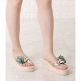 フラワー×パールモチーフ厚底ビーチサンダル 女性 レディース | レースレディース  | 詳細画像5 