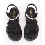 レザー調パール付きリボンストラップサンダル 女性 レディース | レースレディース  | 詳細画像16 