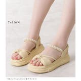 レザー調パール付きリボンストラップサンダル 女性 レディース | レースレディース  | 詳細画像7 