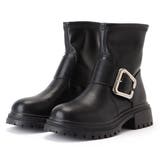 レザー調ビッグバックル付きトラックショートブーツ 女性 靴 | レースレディース  | 詳細画像1 