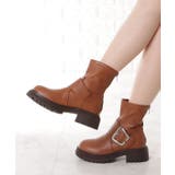 レザー調ビッグバックル付きトラックショートブーツ 女性 靴 | レースレディース  | 詳細画像11 