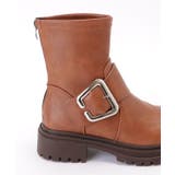 レザー調ビッグバックル付きトラックショートブーツ 女性 靴 | レースレディース  | 詳細画像18 