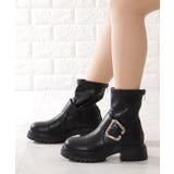 レザー調ビッグバックル付きトラックショートブーツ 女性 靴 | レースレディース  | 詳細画像5 